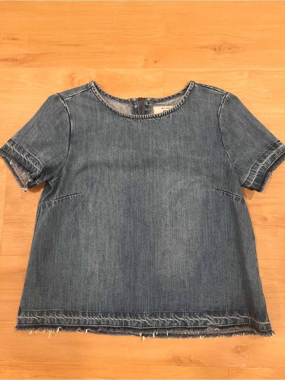 New Look Denim Raw Hem Short Sleeve Top